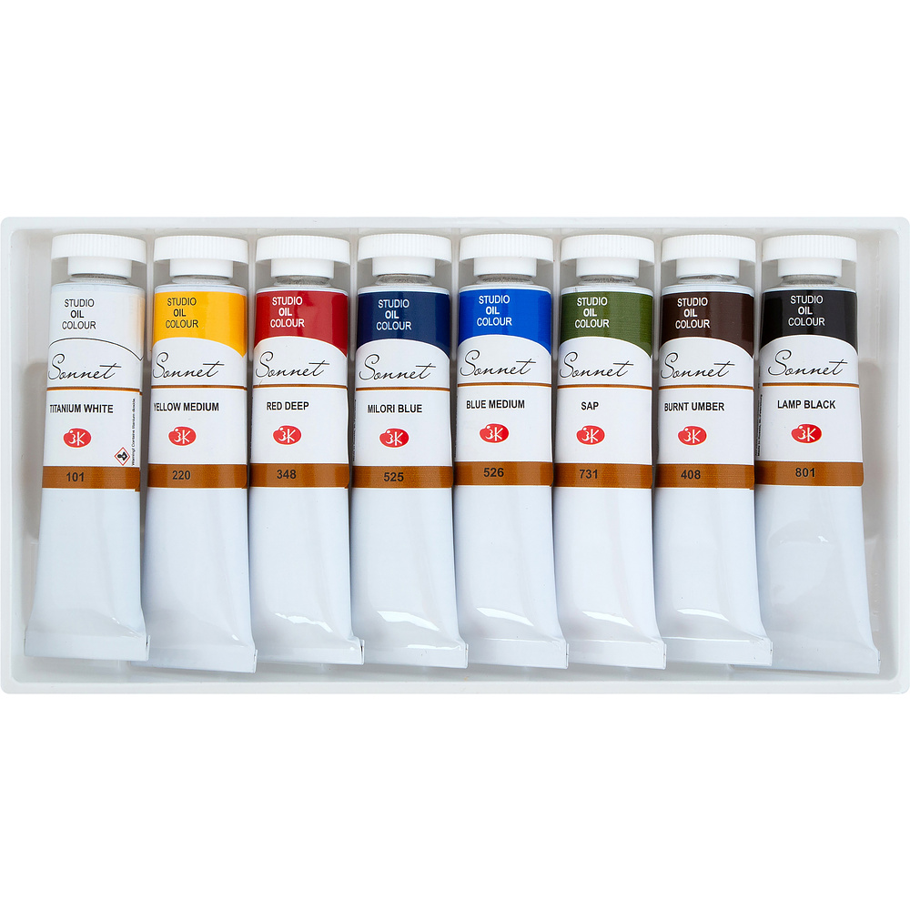Краски масляные "Сонет", набор 8 цветов, 18 мл, тубы - 4
