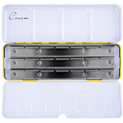 Пенал для акварели "Сонет" на 21 кювету, металл, желтый - 3