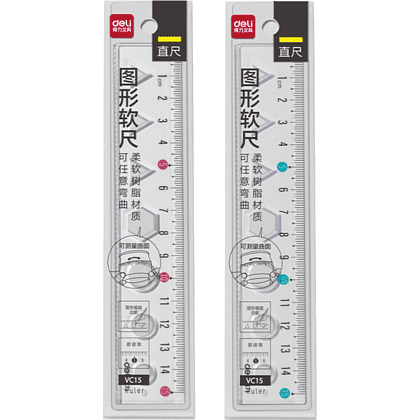 Линейка "Deli VC15", 15 см, прозрачный, ассорти