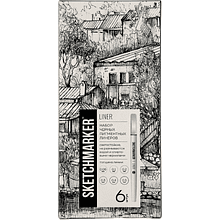 Набор ручек капиллярных "Sketchmarker", 6 шт (0.05, 0.1, 0.2, 0.3, 0.4, 0.5 мм), лайнер, черный 
