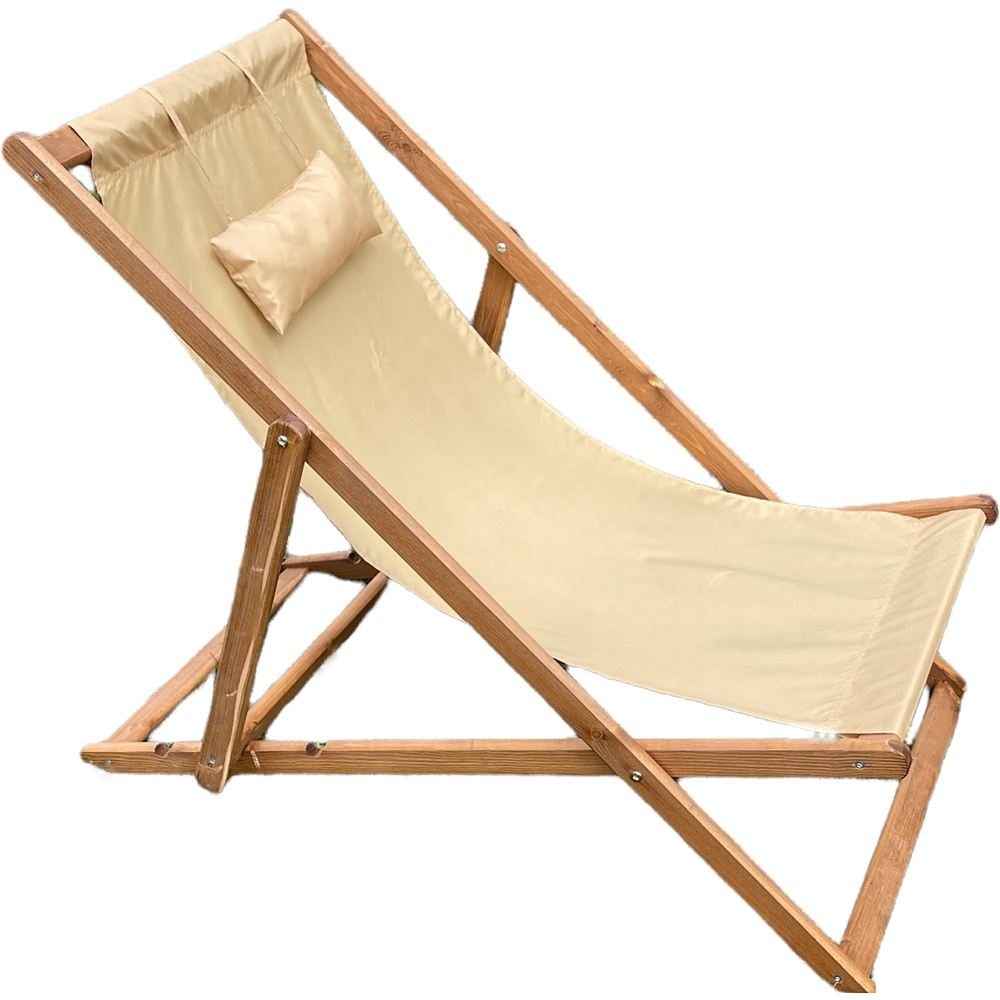 Кресло-шезлонг DYATEL, ткань, бежевый, массив сосны  - 6