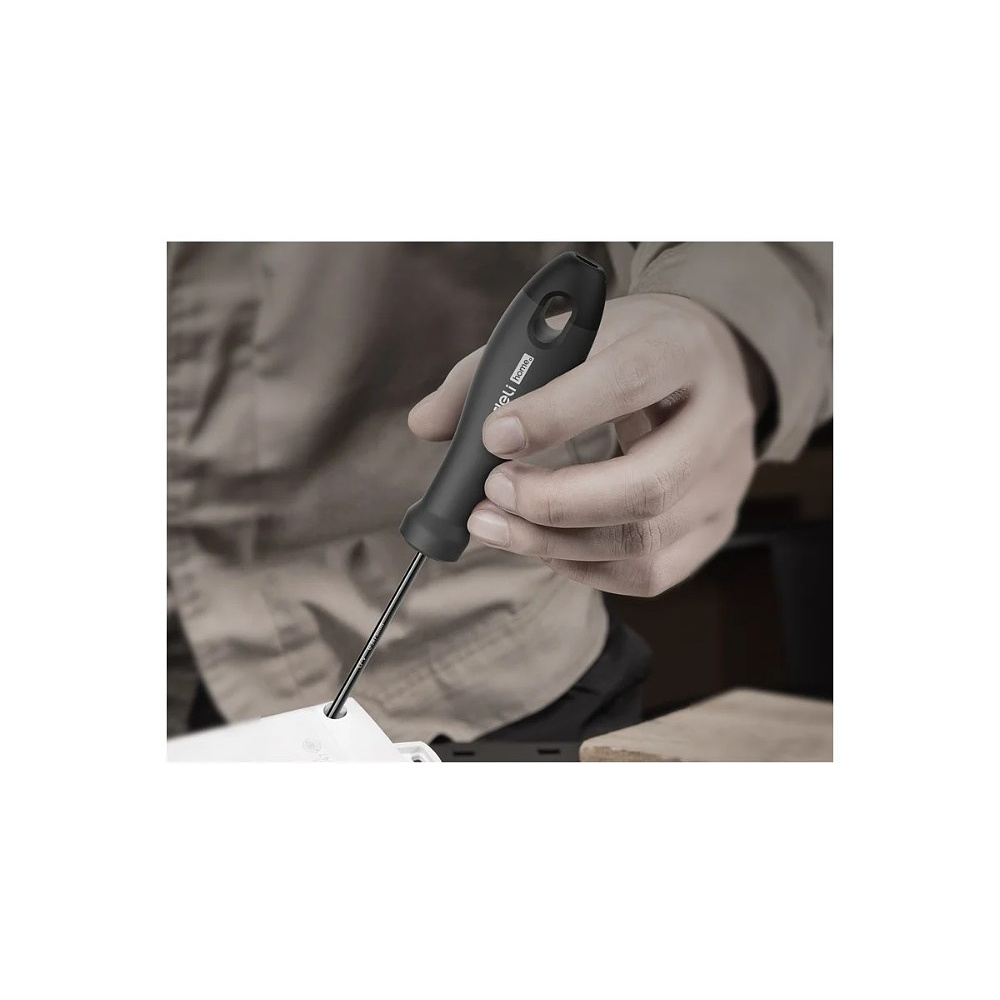 Отвертка Deli HS EHT1103, SL3х75 мм, Soft Touch, черный - 2