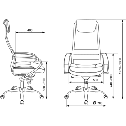 Кресло для руководителя Бюрократ "CH-609SL", экокожа, сетка, металл, черный - 4