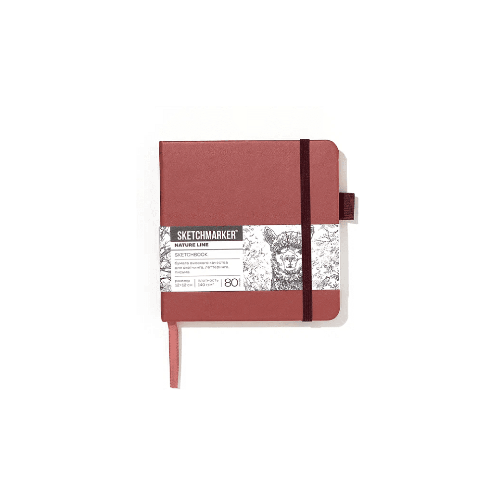 Скетчбук "Sketchmarker", 12х12 см, 140 г/м2, 80 листов, красный винтаж