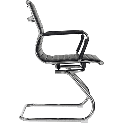 Кресло на полозьях "Бюрократ CH-883-LOW-V", экокожа, черный, металл хром - 4