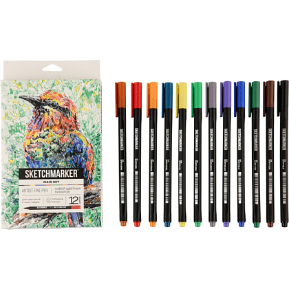 Ручка капиллярная "Sketchmarker Artist fine pen Main", 12 шт - 12