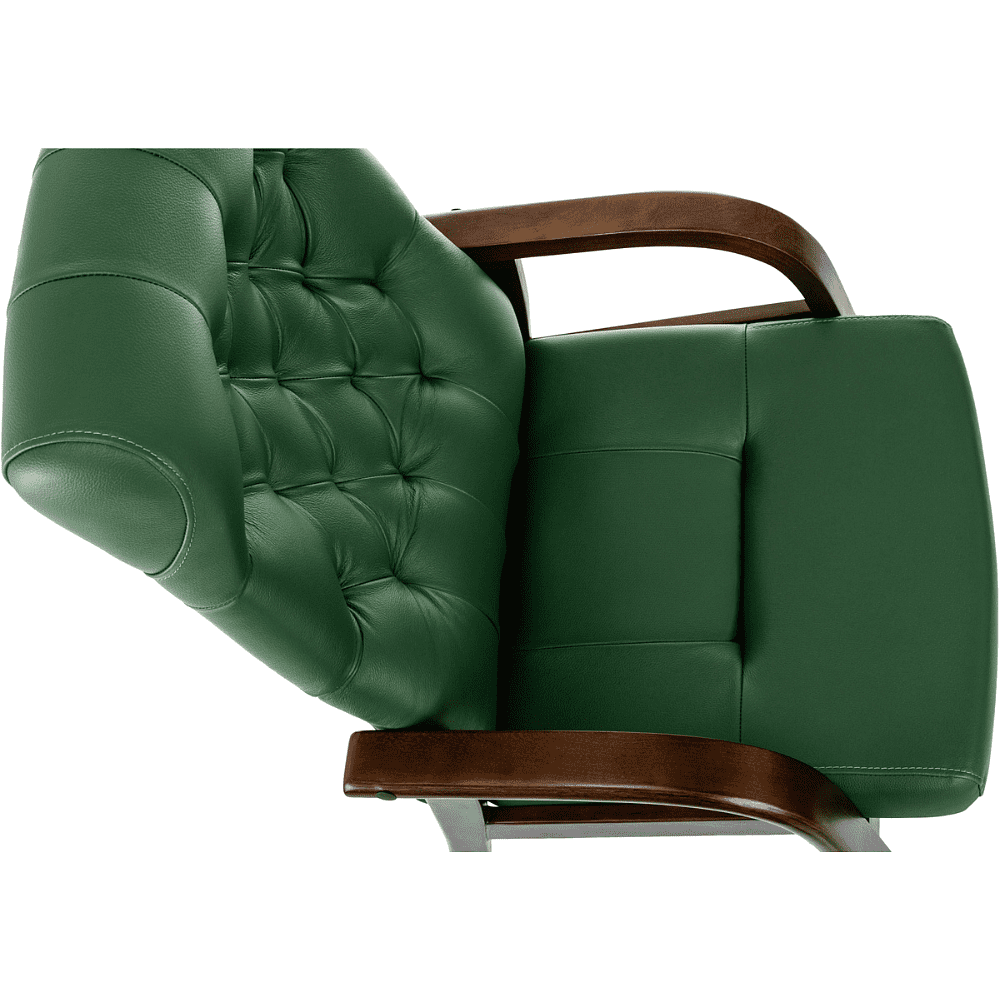 Кресло Бюрократ T-9928WALNUT-CF, натуральная  кожа, зеленый, каркас дерево  - 8