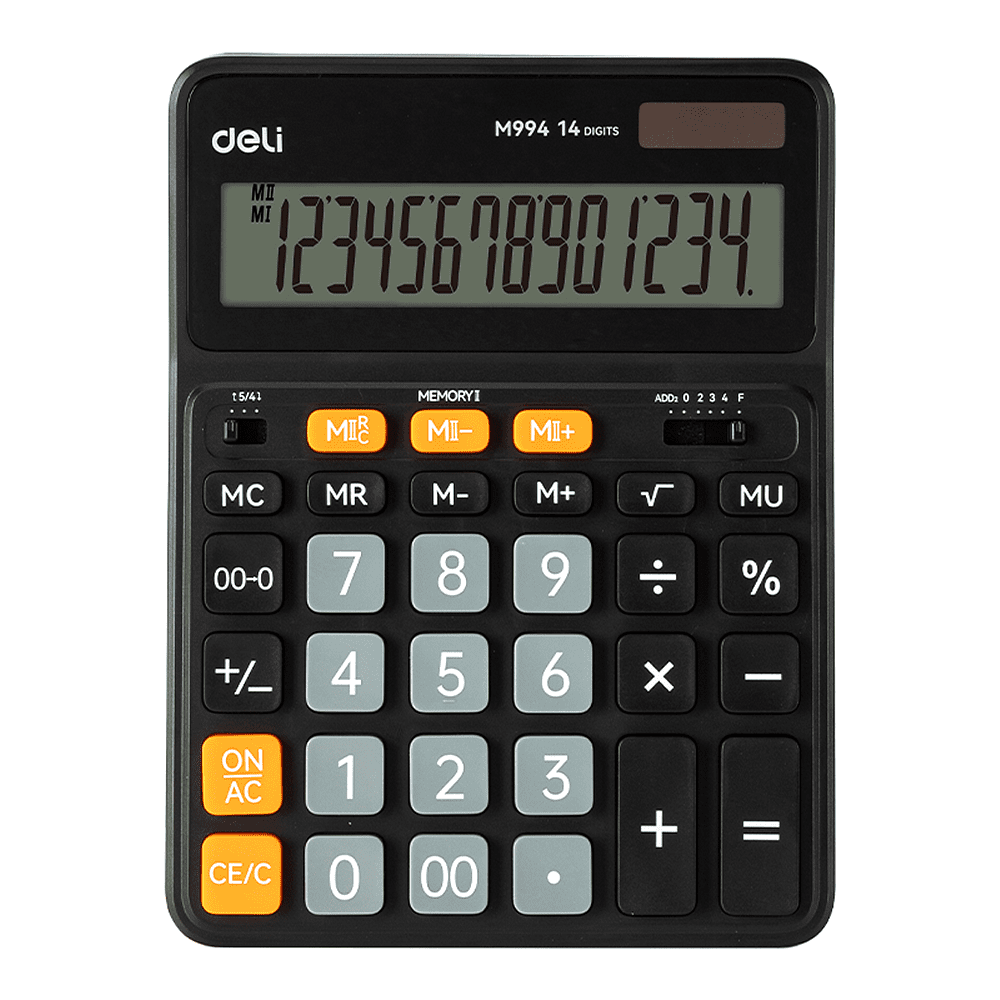 Калькулятор настольный Deli "EM994", черный, пластик, 206.3х155.8х33.7 мм