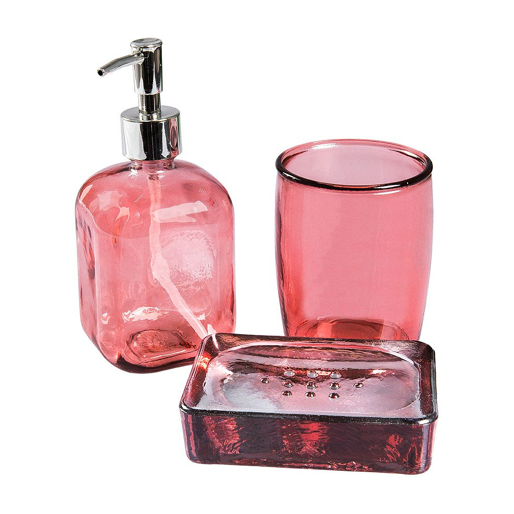 Набор для ванной "XM2210.01DB19 Bubbles", стекло, розовый прозрачный
