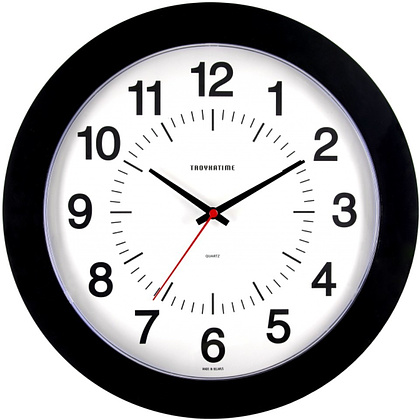 Часы настенные круглые "51500514", пластик, черный