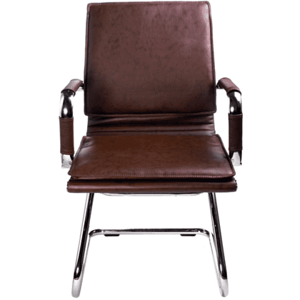 Кресло на полозьях "Бюрократ Ch-993-Low-V", экокожа, коричневый, металл хром - 3