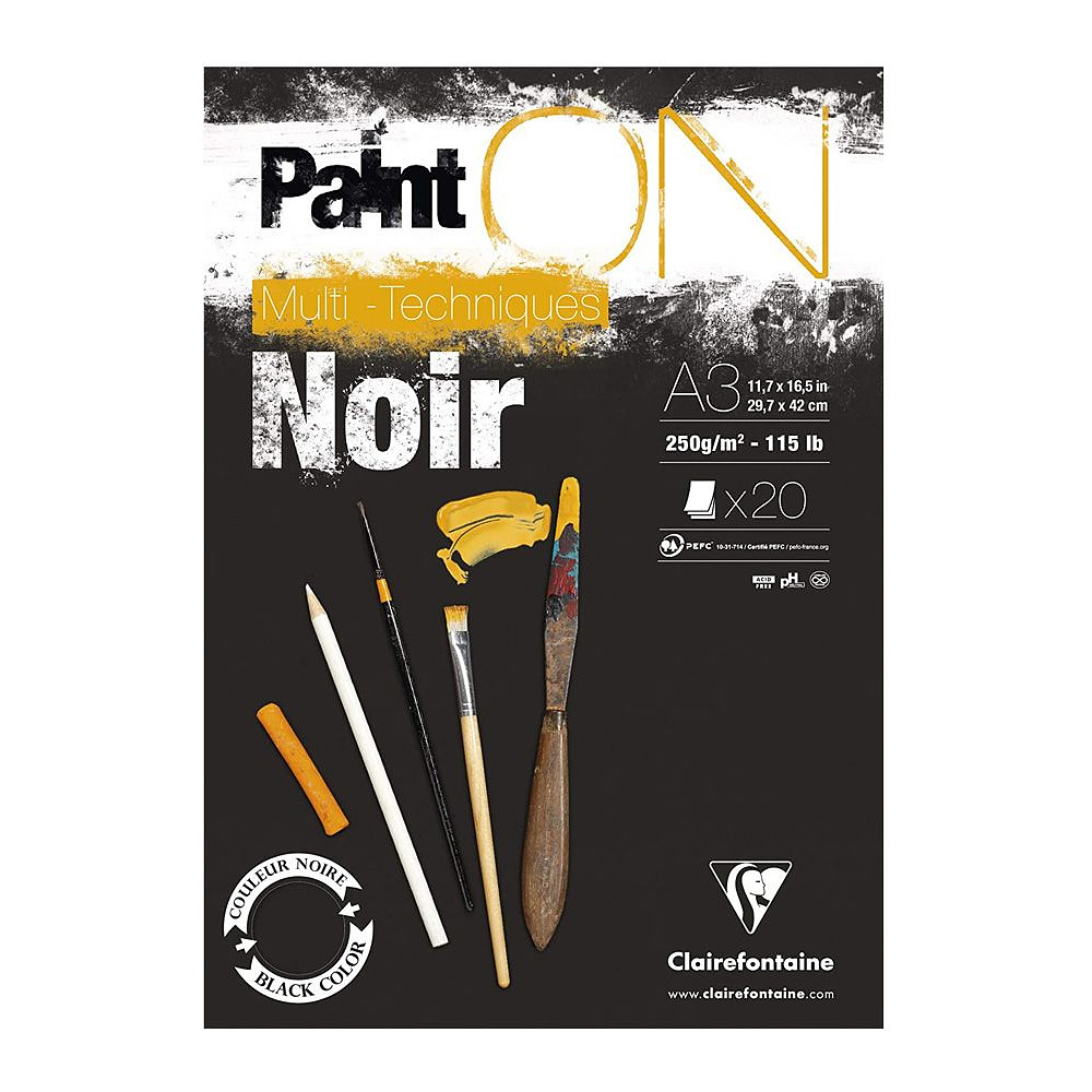Блок-склейка "Paint'On" Noir, А3, 250 г/м2, 20 листов
