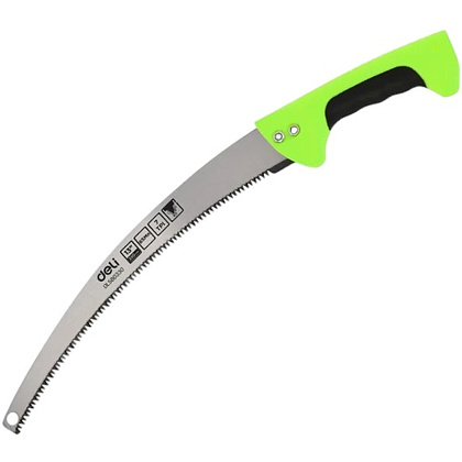 Пила-нож садовая с изогнутым полотном Deli GS EDL580330, 330 мм, черный, зеленый