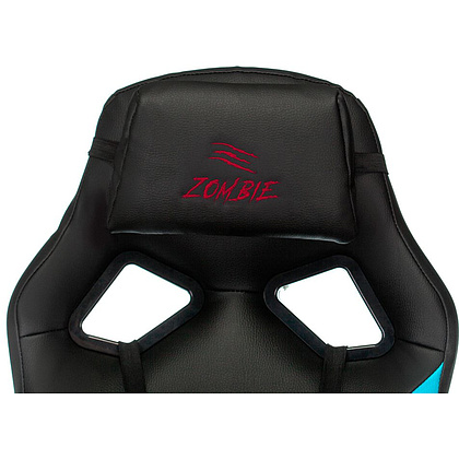 Кресло игровое "Zombie DRIVER", экокожа, пластик, черный, голубой - 6