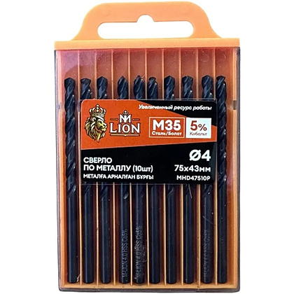Сверло по металлу M-Lion, MHD47510P, 4,0х75 мм, 10 шт/упак