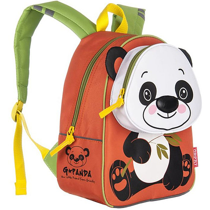 Рюкзак школьный "Panda", красный, салатовый - 2