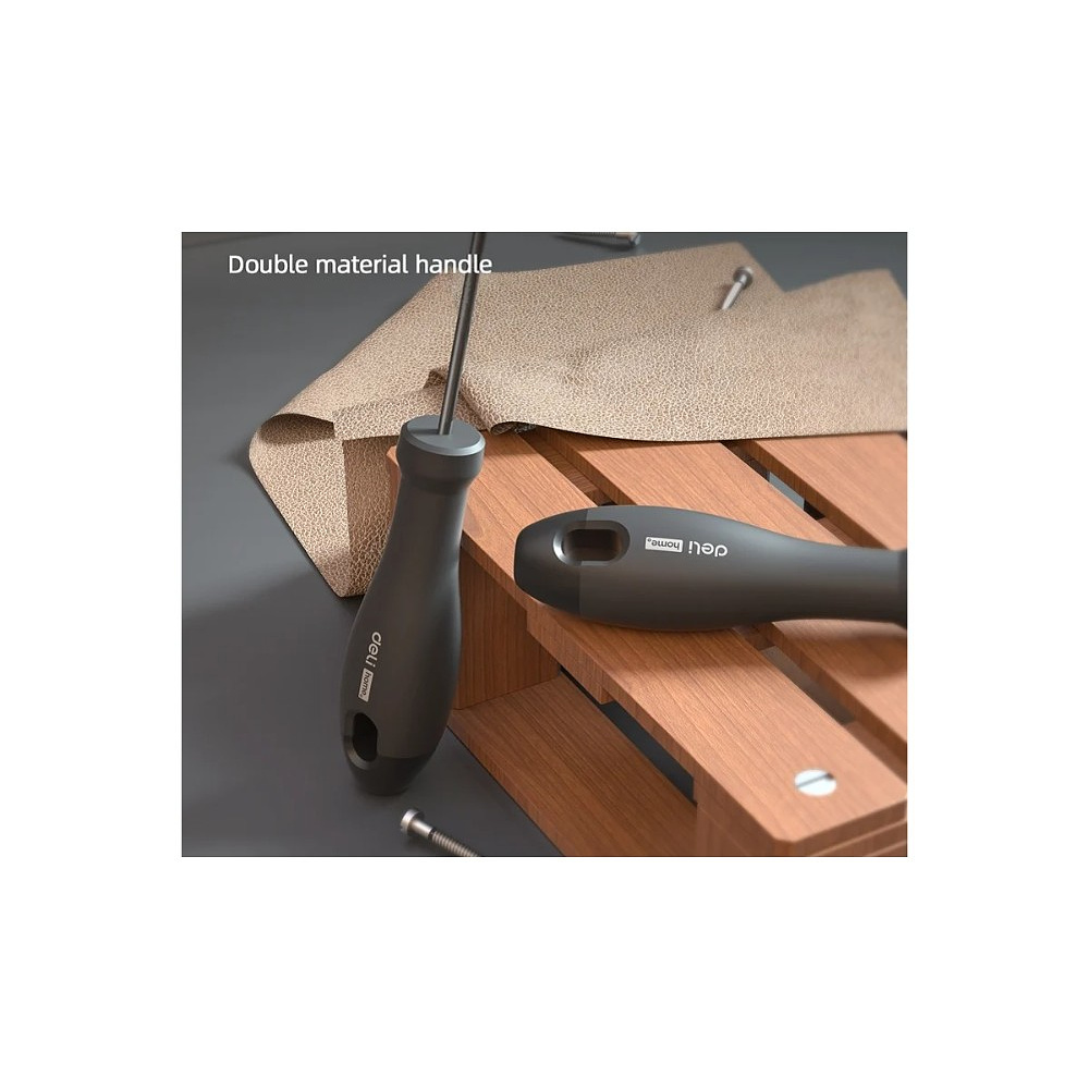 Отвертка Deli HS EHT1105, SL5х100 мм, Soft Touch, черный - 4