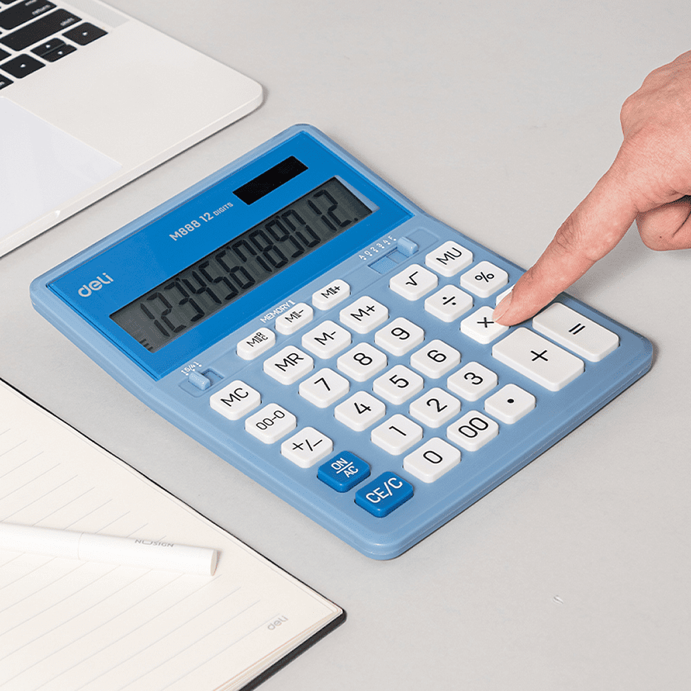 Калькулятор настольный EM888A Deli, 12-разрядный, пластик, голубой - 3