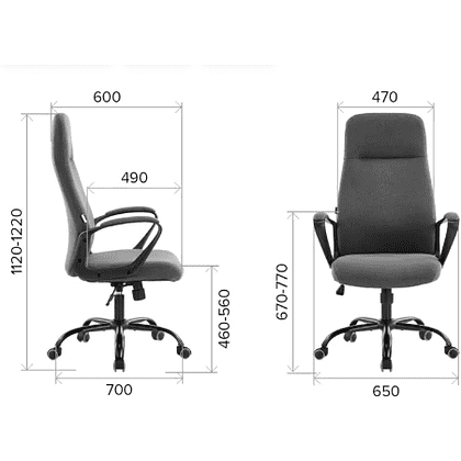 Кресло компьютерное EVERPROF Smart, ткань, черный, металл, корпус черный - 7