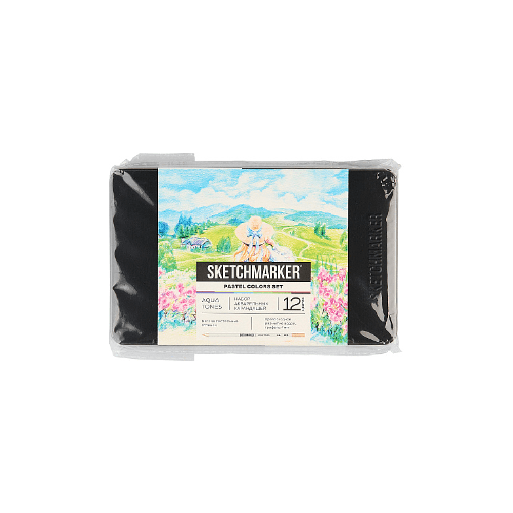 Цветные карандаши акварельные "Sketchmarker Пастельные оттенки", набор 12 цветов, жестяной пенал - 2