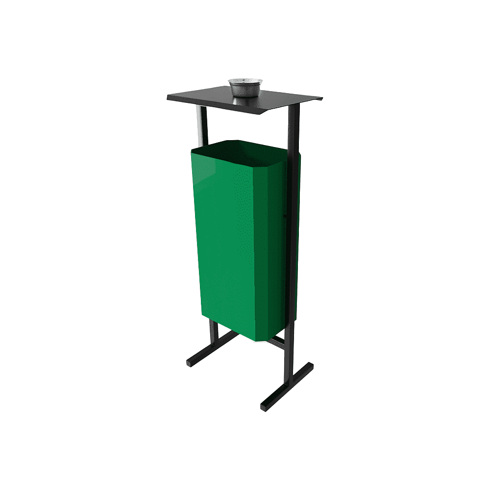 Урна уличная для мусора СТАНДАРТ с пепельницей, 50 л, металл, зелёный