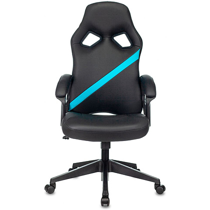 Кресло игровое "Zombie DRIVER", экокожа, пластик, черный, голубой - 11
