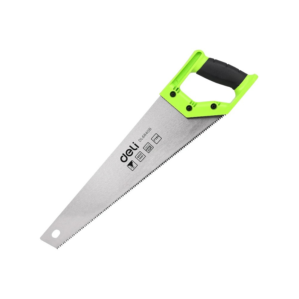 Ножовка Deli GS EDL6840B по дереву, 7 TPI, 400 мм, черный, зеленый