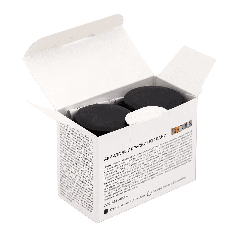 Краска акриловая по ткани "Декола", набор 2 цвета, 50 мл, банки - 4