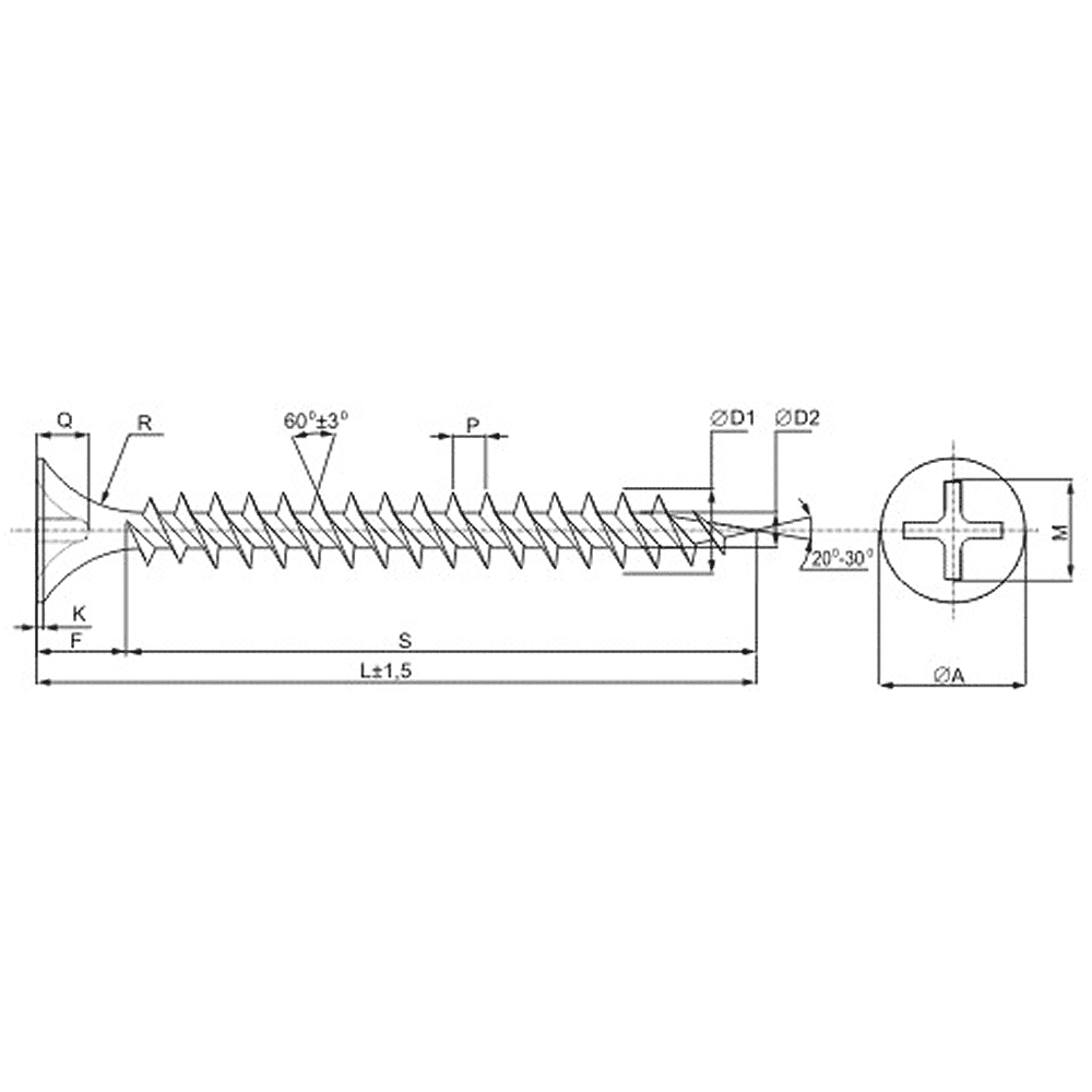 Саморез 3.5х16 мм для монтажа ГКЛ к металлу, фосфат, 1000 шт. - 2