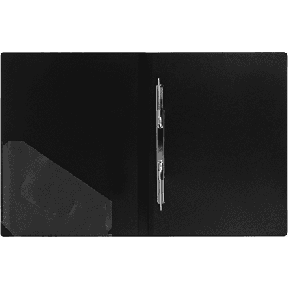 Папка-скоросшиватель А-611 "Стандарт" с карманом, пластик, черный - 3