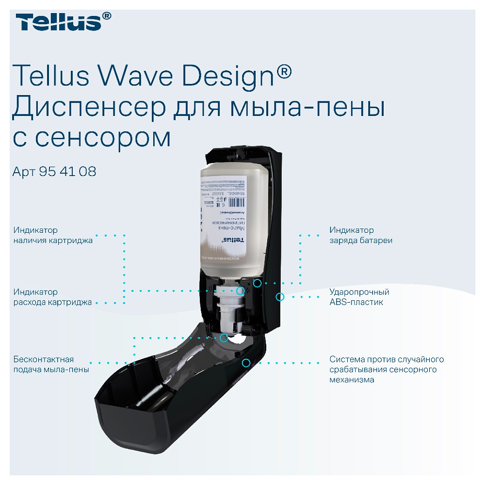 Диспенсер Tellus для мыла-пены, сенсорный черный, SC4 - 12