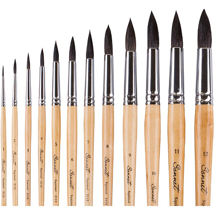 Кисть "Сонет", белка микс, круглая, на короткой ручке, №4 - 2