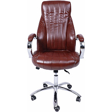 Кресло для руководителя AksHome "Mastif", экокожа, хром, темно-коричневый