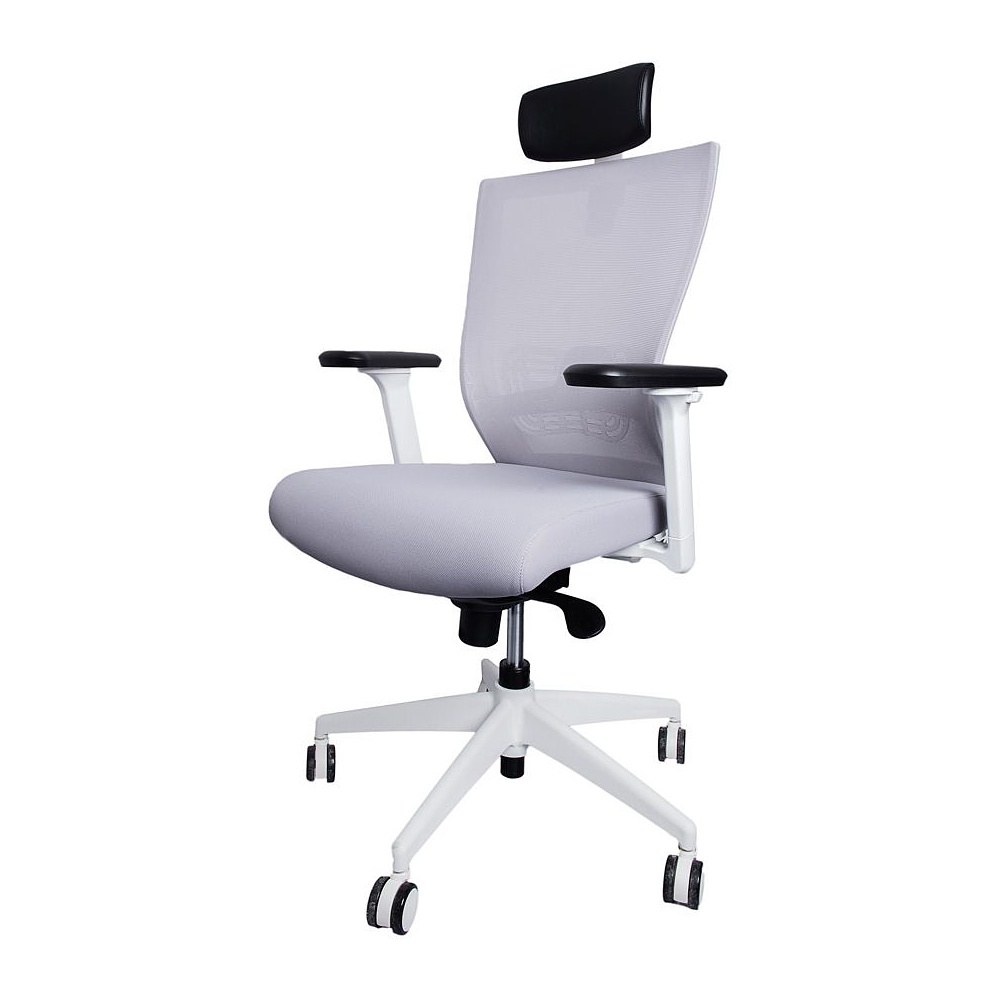 Кресло для руководителя "Art line", каркас белый, ткань, пластик, серый