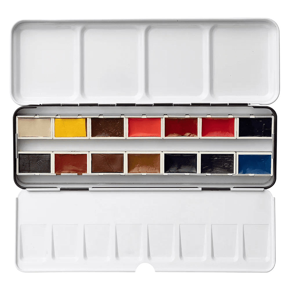 Краски акварельные "Aquarius. Mixing Palette", 14 цветов, кюветы - 2