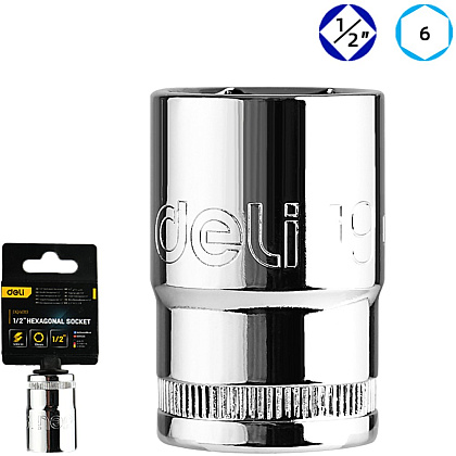 Головка торцевая шестигранная Deli YS EDQ4019 1/2", 19 мм, серебристый - 2
