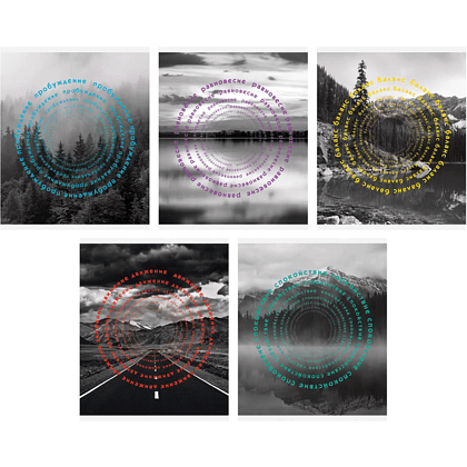 Тетрадь "Природная гармония", А5, 96 листов, клетка, скоба сбоку, ассорти