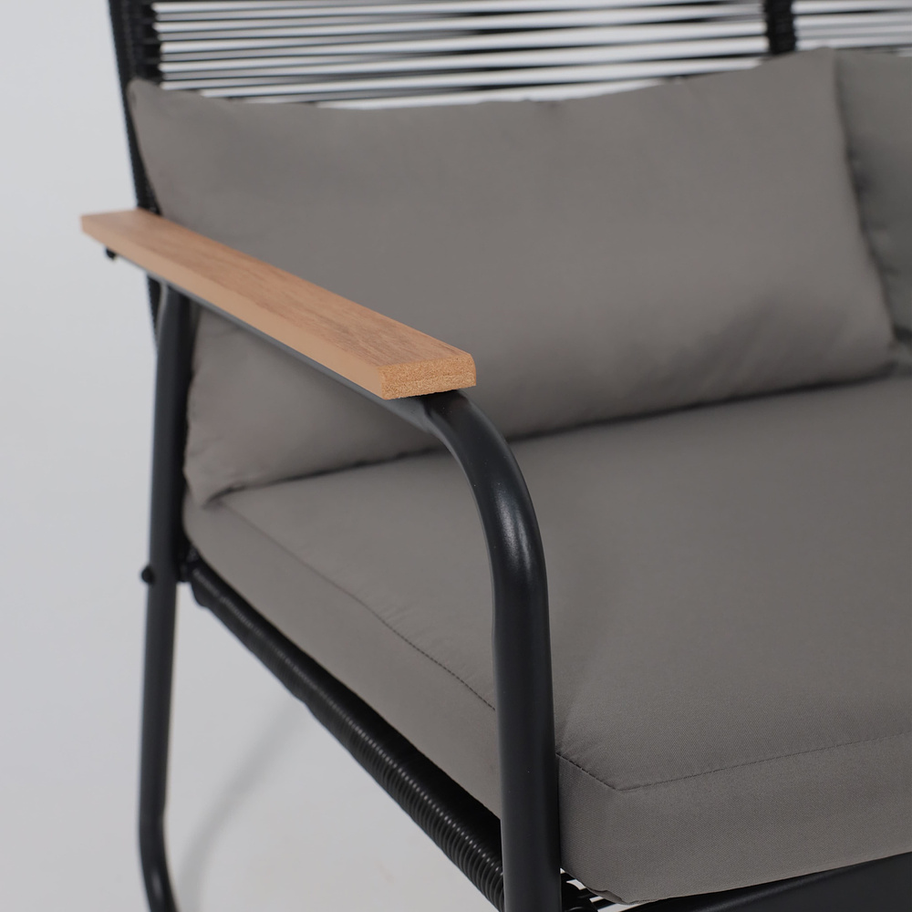 Комплект мебели садовой AksHome GARDENIA (кресло  2 шт, диван 1 шт, стол 1 шт), черный - 22