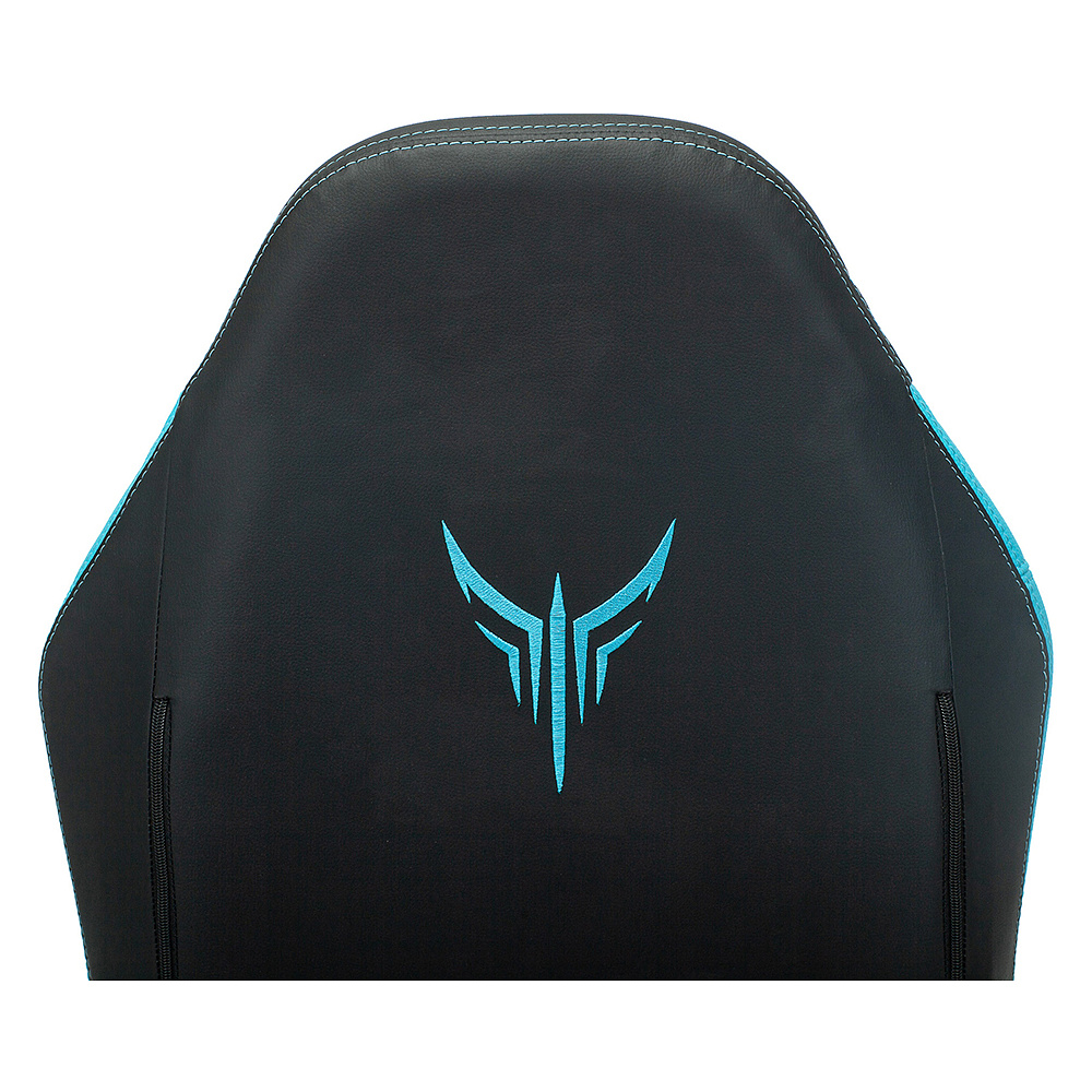 Кресло игровое "Knight Neon", экокожа, металл, черный, голубой - 12