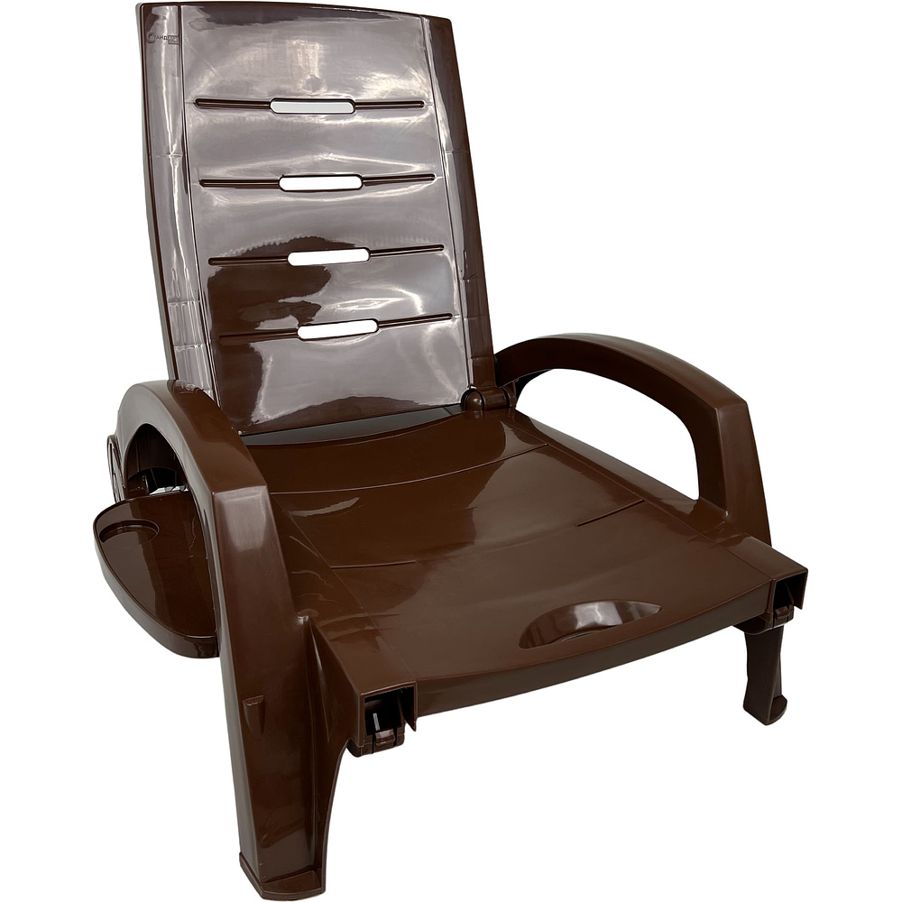 Шезлонг складной на колесах, пластик, шоколадный - 5