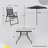 Комплект мебели садовой AksHome PICNIC (стол 1шт, 4 кресла, зонт 1шт), серый, черный - 36