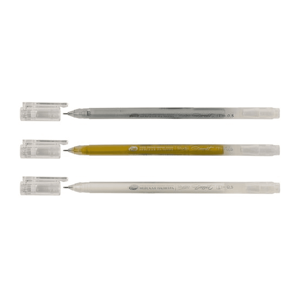 Ручка гелевая "Сонет", 0.5 мм, 3 шт., белый, серебро, золото - 2