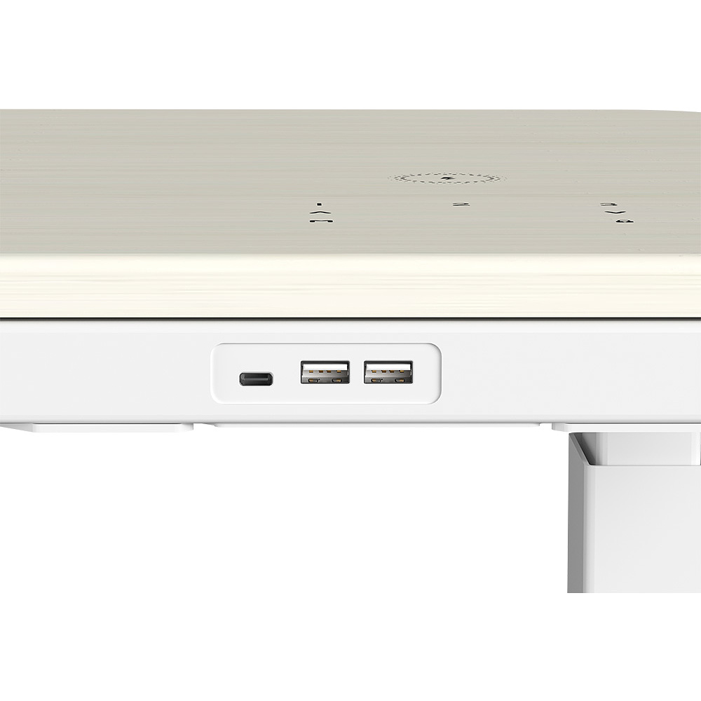 Стол с электроприводом двухмоторный AOKE HOME WOOD, цвет белый/береза  - 5