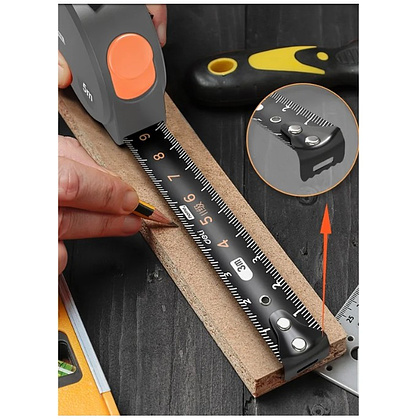 Рулетка Deli HS HT8519C, 5 м х 19 мм, Soft Touch, оранжевый - 7