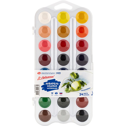 Краски акварельные "Я - Художник!", 24 цвета, пластик, белый
