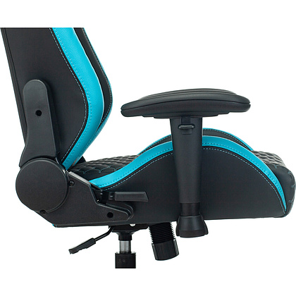 Кресло игровое "Knight Neon", экокожа, металл, черный, голубой - 14