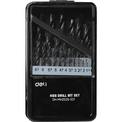 Набор сверел по металлу Deli RS EDH-MHZ025-ED1, 1-13 мм, DIN 338, 25 шт.