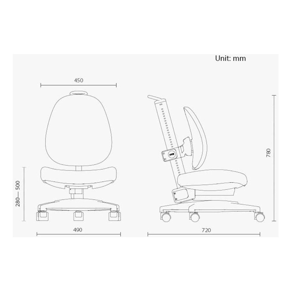 Кресло детское Ergosmart Gulliver, ткань, пластик, корпус белый, с чехлом салатовым, серый - 7