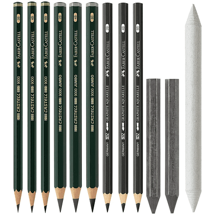 Карандаш чернографитный "Castell 9000", 19 штук, в металлическом футляре - 3