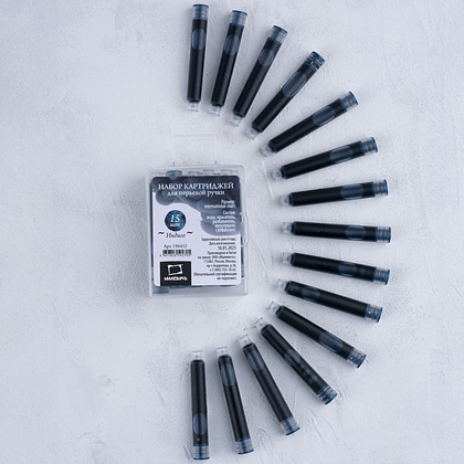 Картридж для перьевой ручки "Малевичъ", набор 15 шт, индиго - 5